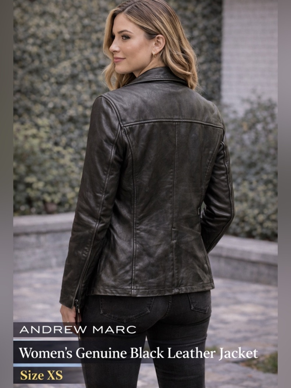 Andrew Marc genuine Black Leather Jacket no belt size XS